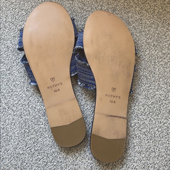 Rothys Sandals The Knot Denim Blue Frayed Slides indigo, $168 Sz 10.5 - Picture 4 of 5